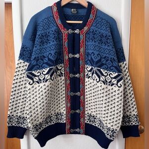 Vintage Telemark Style Norwegian Fairisle Skjaveland Cardigan